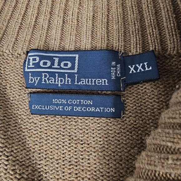 Polo Ralph Lauren 1/4‎ Zip Mock Neck Pullover Sweater Brown Size XXL / 2XL - Picture 4 of 5